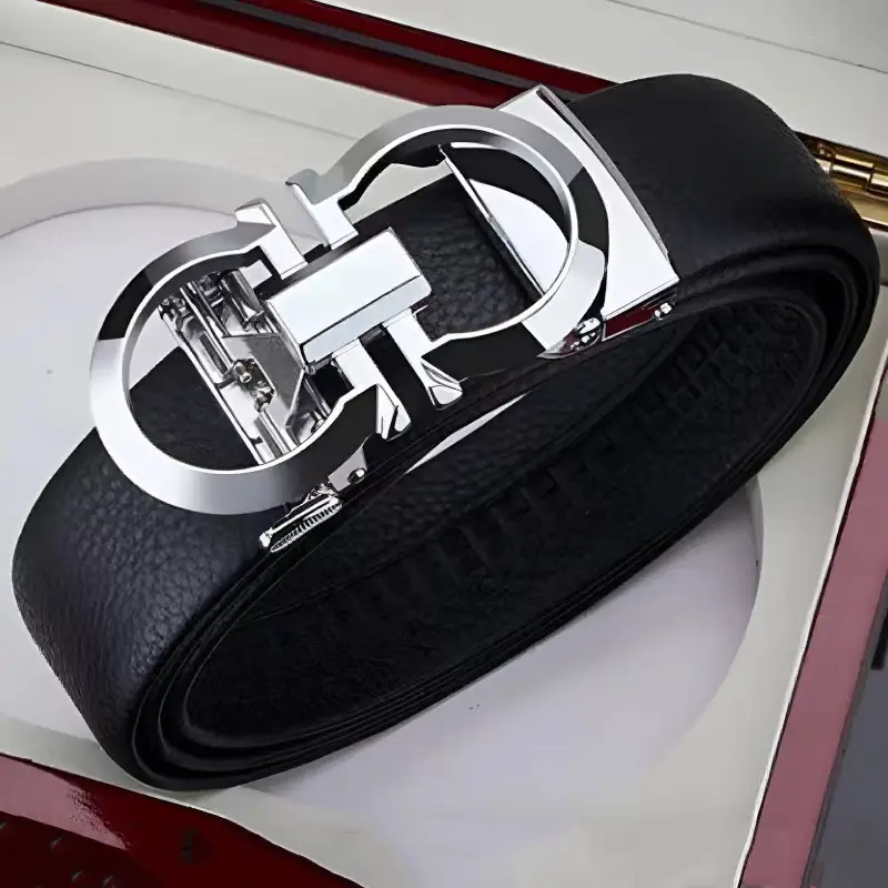 Men's Black Figure-Eight Buckle Belt with First-Layer Cowhide Leather — feature 10