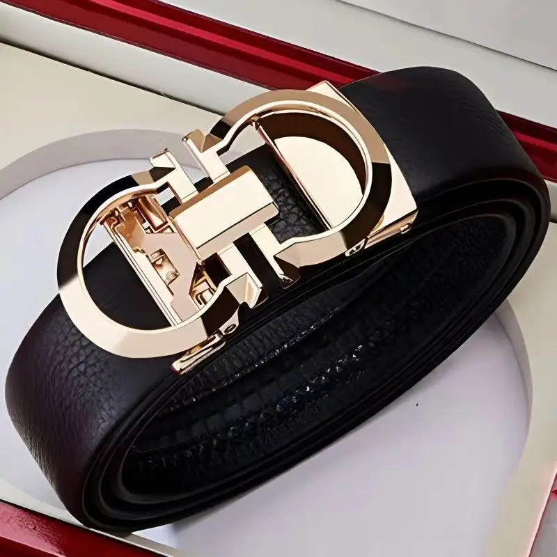 Men's Black Figure-Eight Buckle Belt with First-Layer Cowhide Leather — feature 11