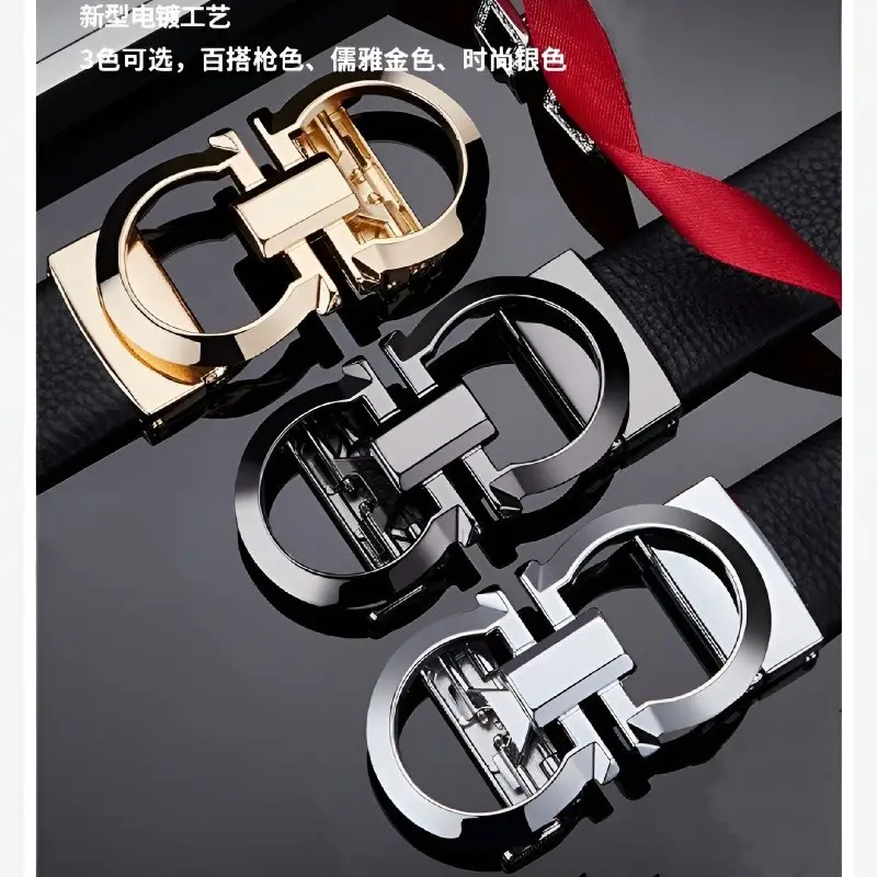 Men's Black Figure-Eight Buckle Belt with First-Layer Cowhide Leather — feature 4