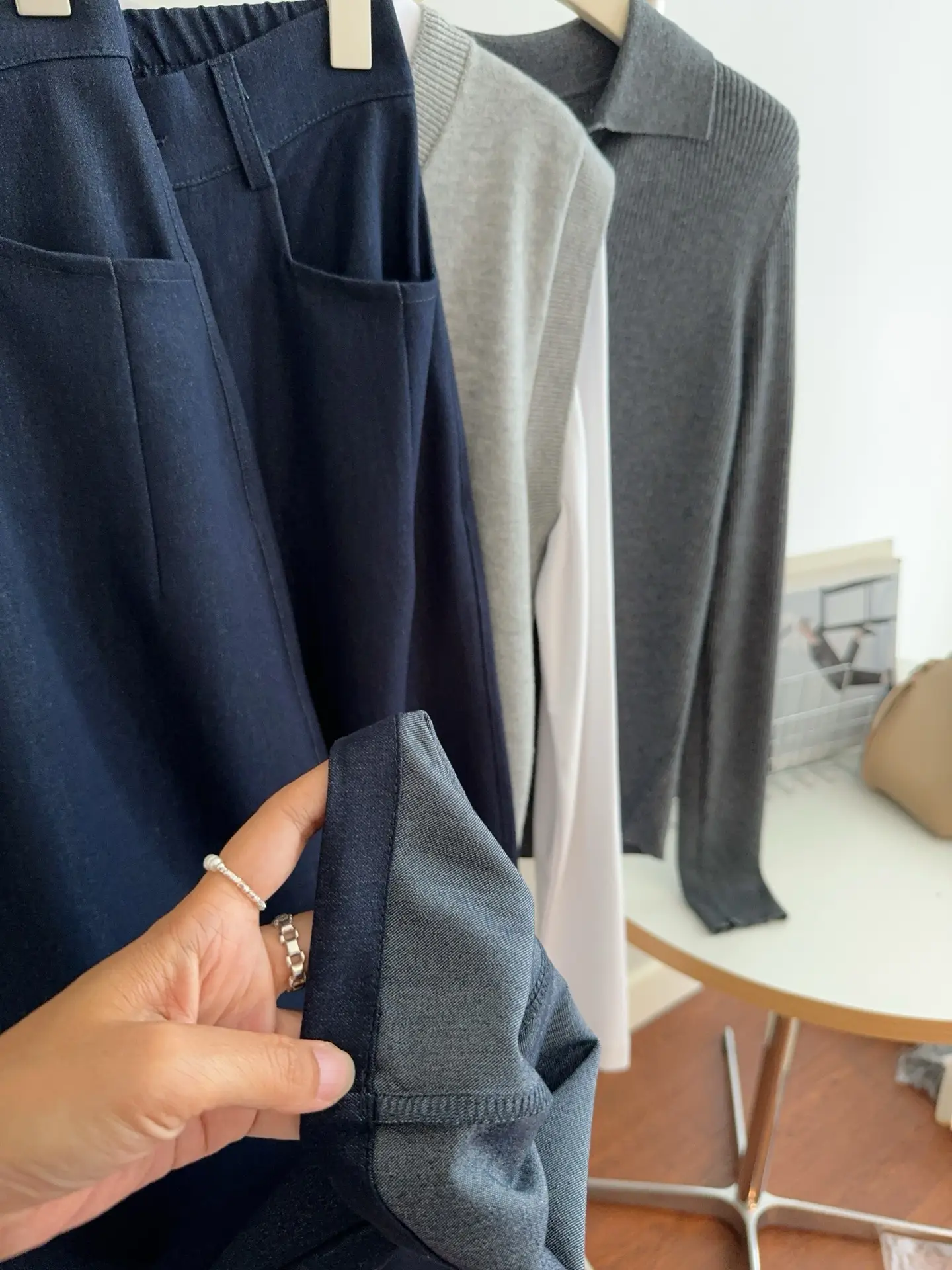 Dark Blue Wide Leg Pants for Women Casual Commute — feature 13