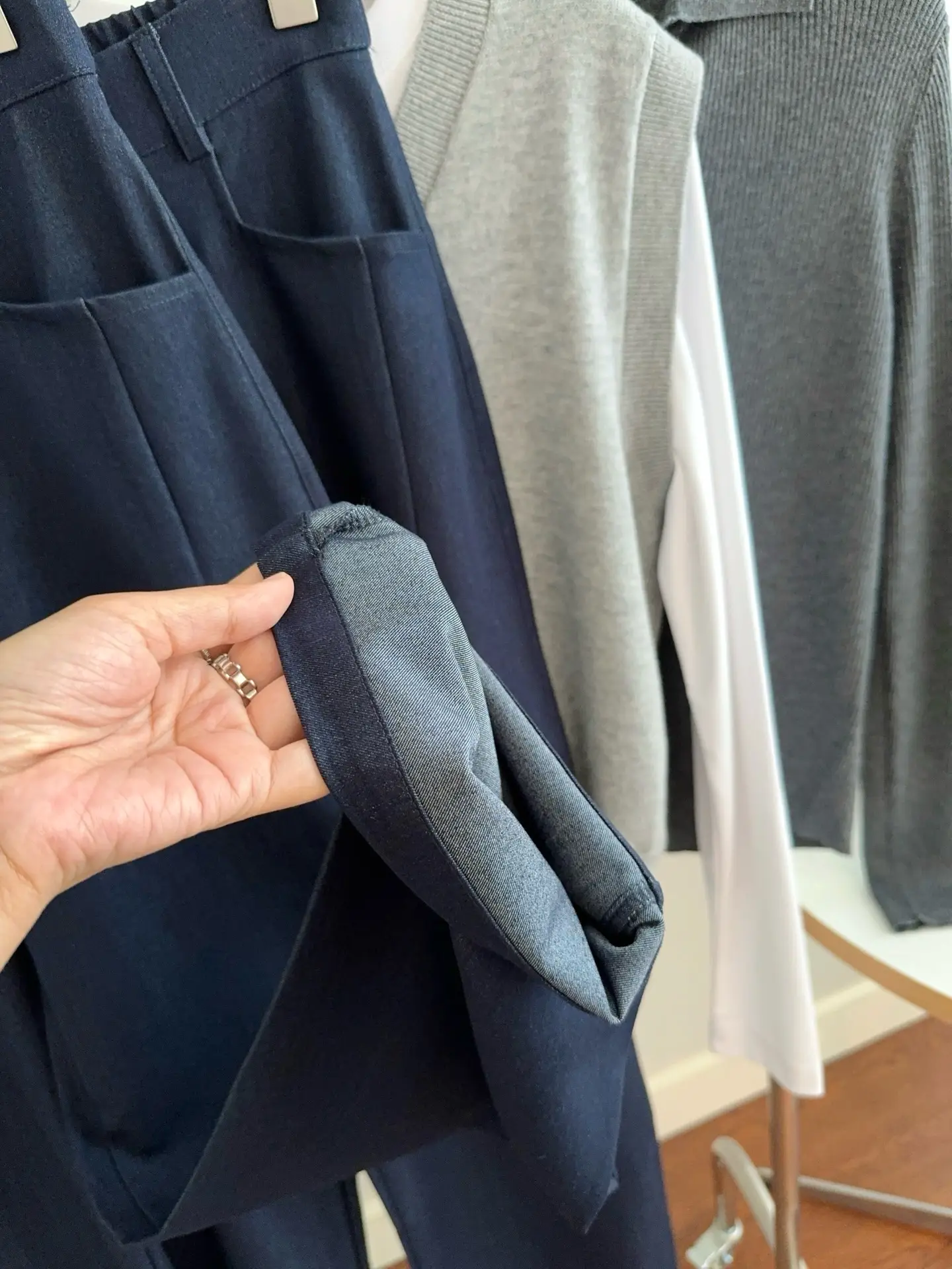 Dark Blue Wide Leg Pants for Women Casual Commute — feature 15