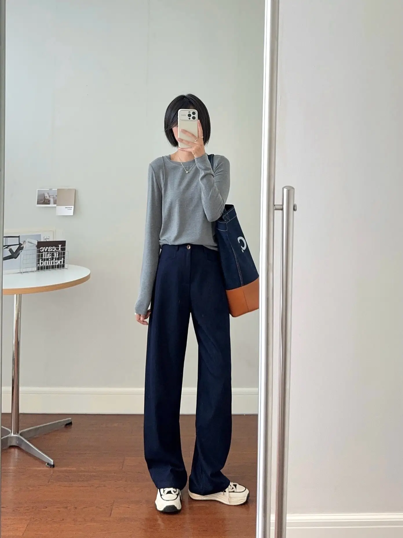 Dark Blue Wide Leg Pants for Women Casual Commute — feature 3