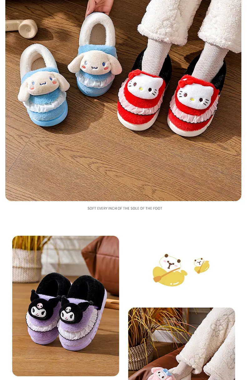 2025 Sanrio Kuromi Winter Cotton Slippers Women Blue White — feature 14