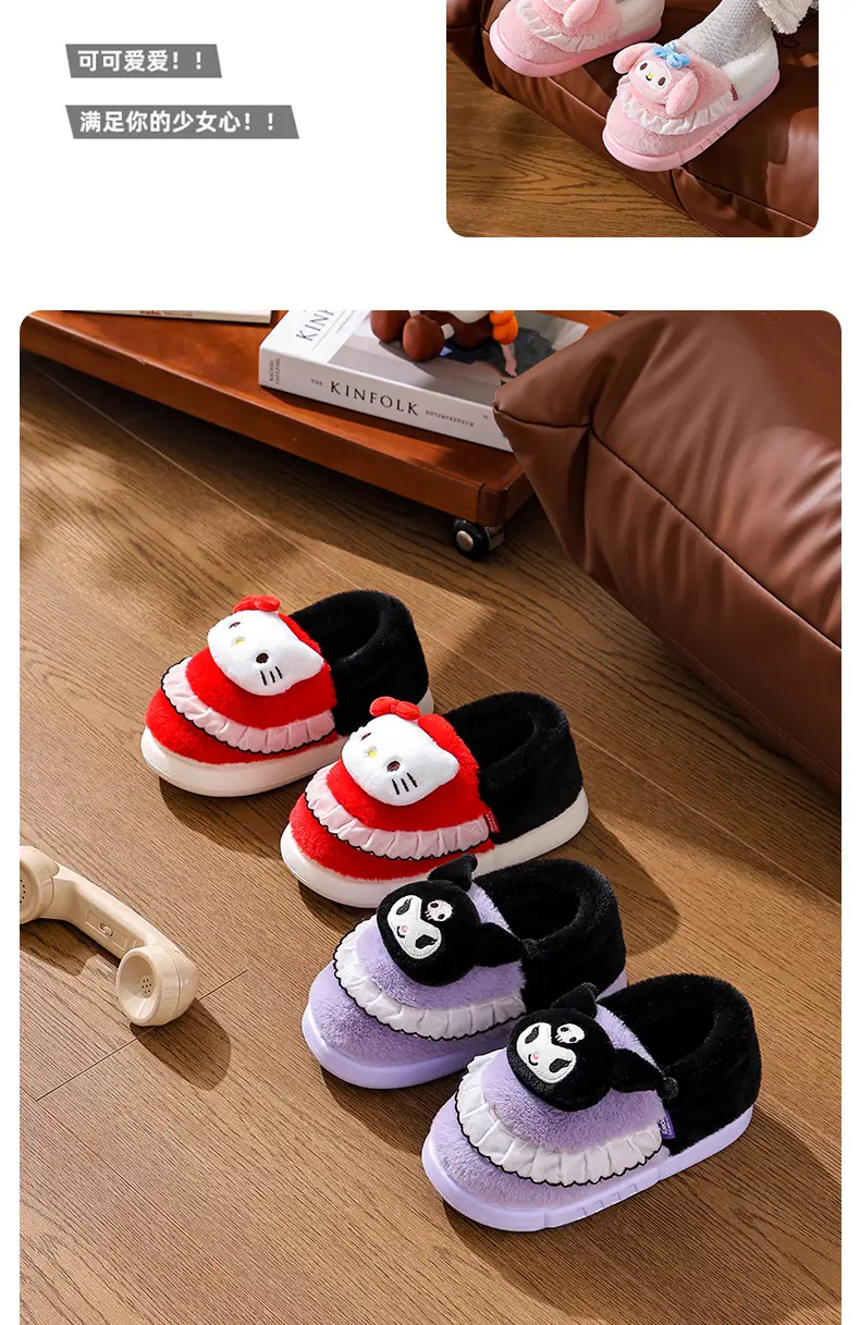 2025 Sanrio Kuromi Winter Cotton Slippers Women Blue White — feature 15