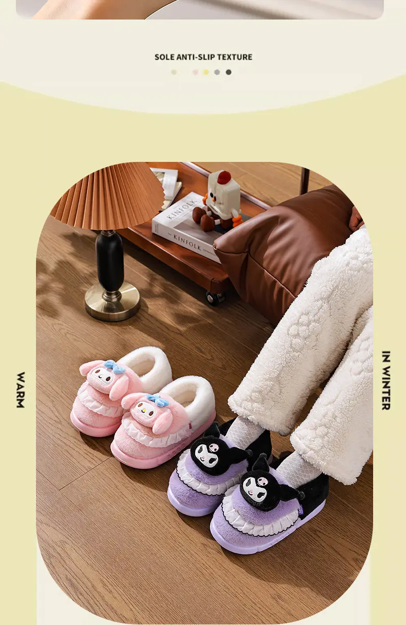 2025 Sanrio Kuromi Winter Cotton Slippers Women Blue White — feature 9