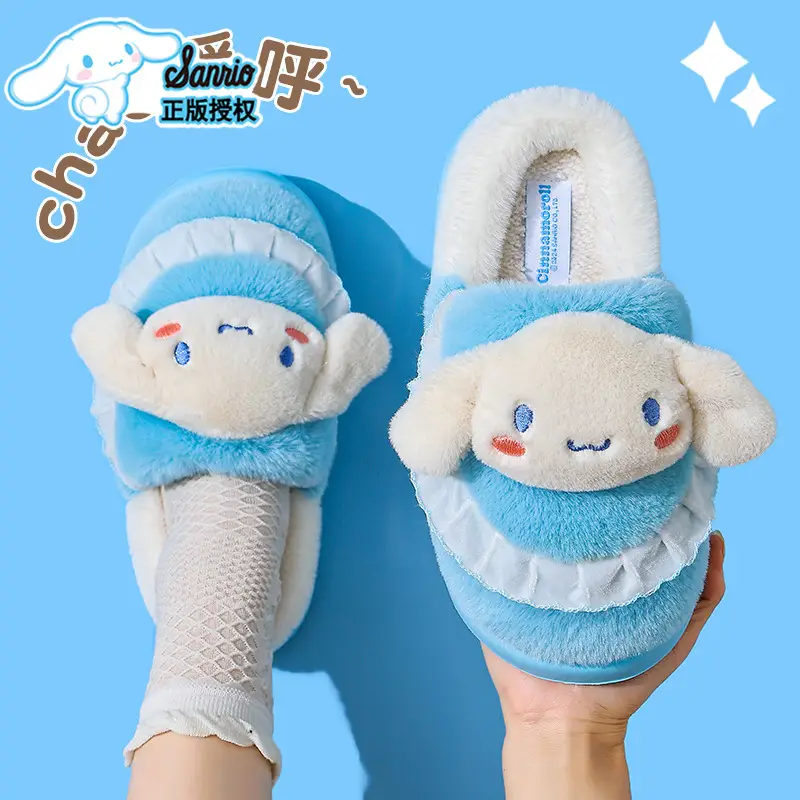 2025 Sanrio Kuromi Winter Cotton Slippers Women Blue White - Image 7