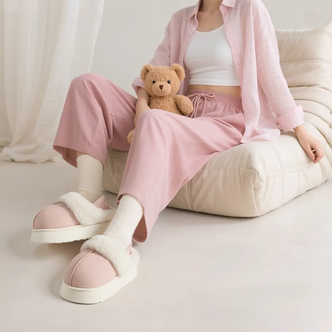 Nanbowan Japanese-Style Fashion Thick-Soled Non-Slip Suede Closed-Toe Warm Cotton Slippers for Home Indoor Couple Outdoor Winter Wear - Image 8