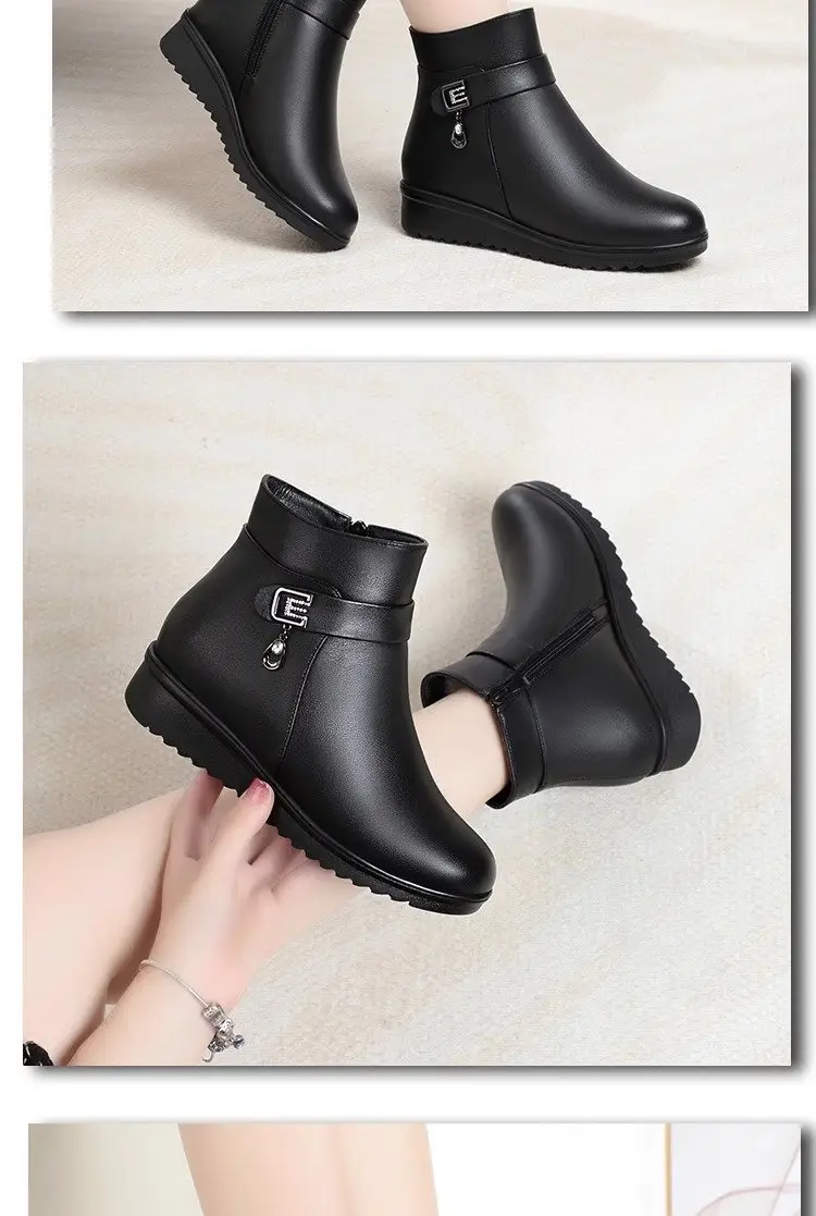 Women's Black Fleece-Lined Winter Boots with Zipper Closure — feature 6