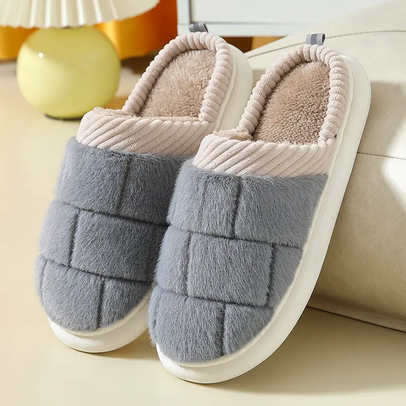 Thick-Soled Cotton Slippers for Women 2025 New Autumn and Winter Home Indoor Non-Slip Anti-Odor Warm Confinement Furry Slippers