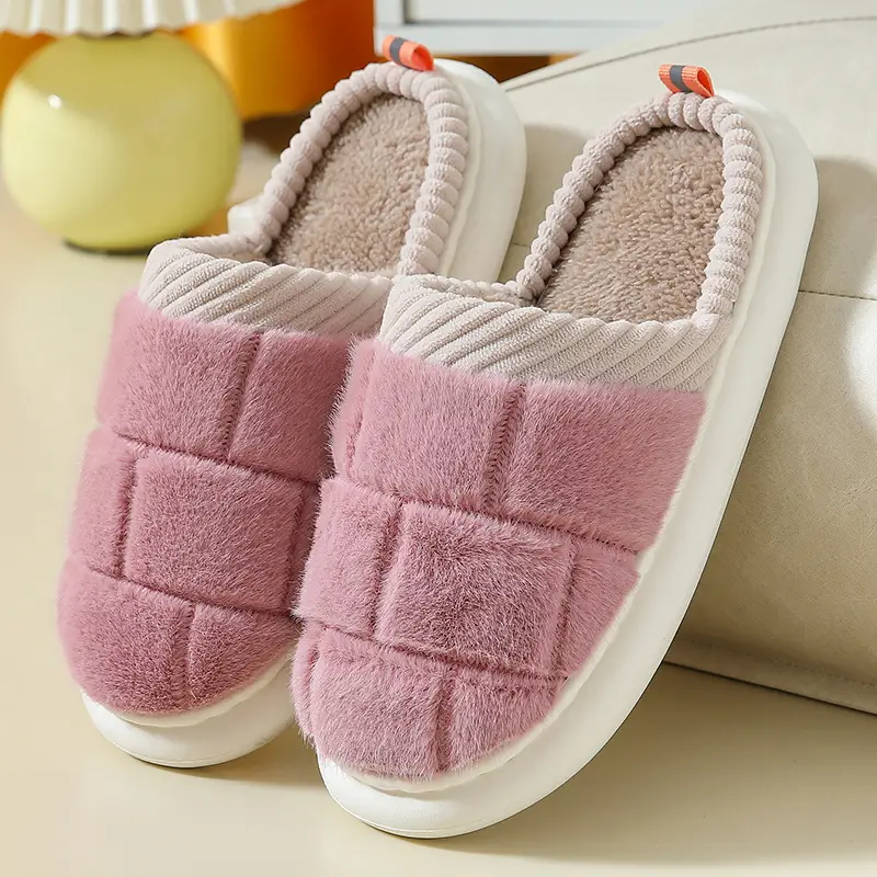 Thick-Soled Cotton Slippers for Women 2025 New Autumn and Winter Home Indoor Non-Slip Anti-Odor Warm Confinement Furry Slippers
