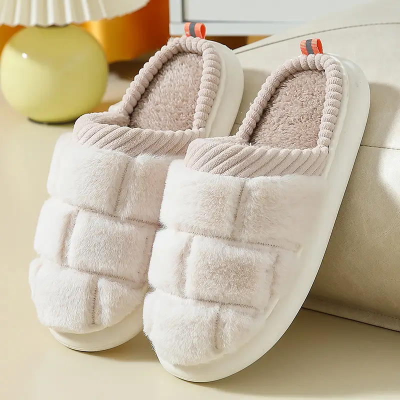 Thick-Soled Cotton Slippers for Women 2025 New Autumn and Winter Home Indoor Non-Slip Anti-Odor Warm Confinement Furry Slippers