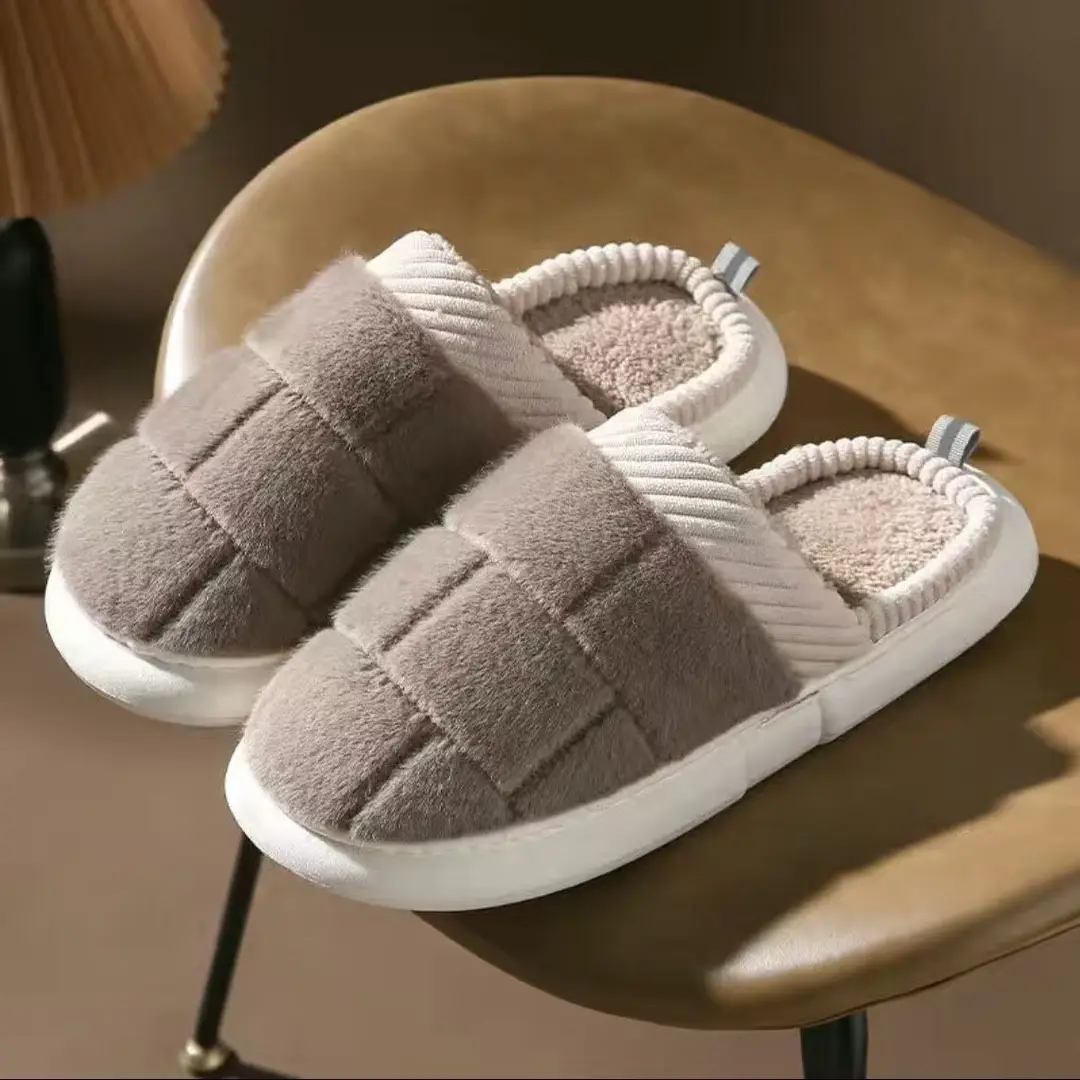 Thick-Soled Cotton Slippers for Women 2025 New Autumn and Winter Home Indoor Non-Slip Anti-Odor Warm Confinement Furry Slippers