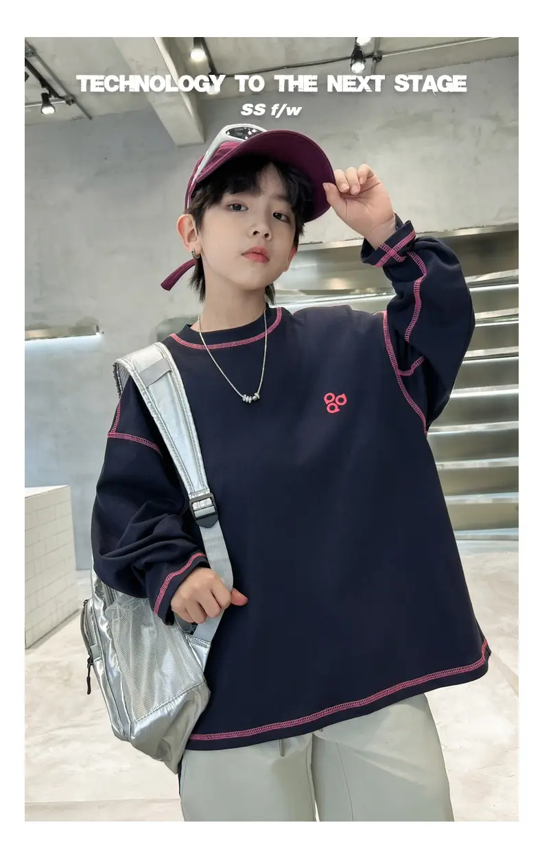 Boys Long Sleeve Sweatshirt Navy Red Floral Print — feature 14