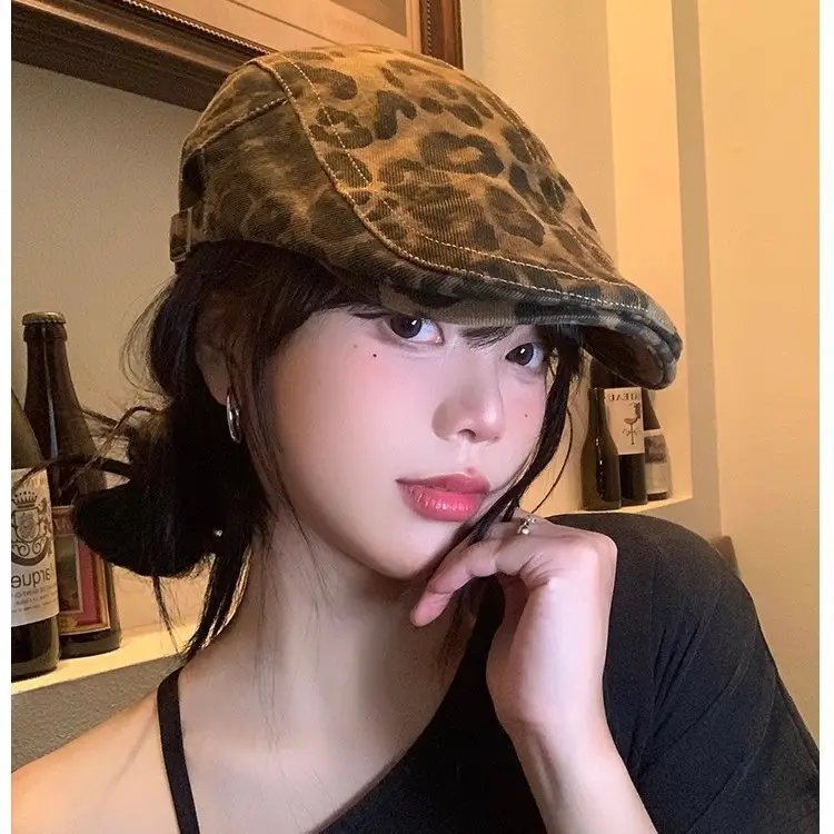 Leopard Print Forward Cap for Women Spring Autumn Large Head Circumference - Image 5
