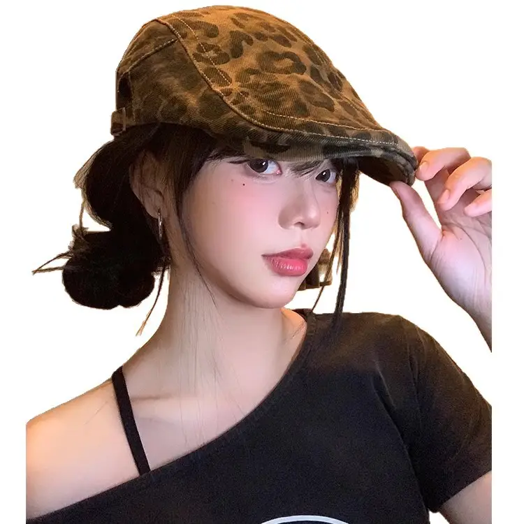 Leopard Print Forward Cap for Women Spring Autumn Large Head Circumference - Image 6