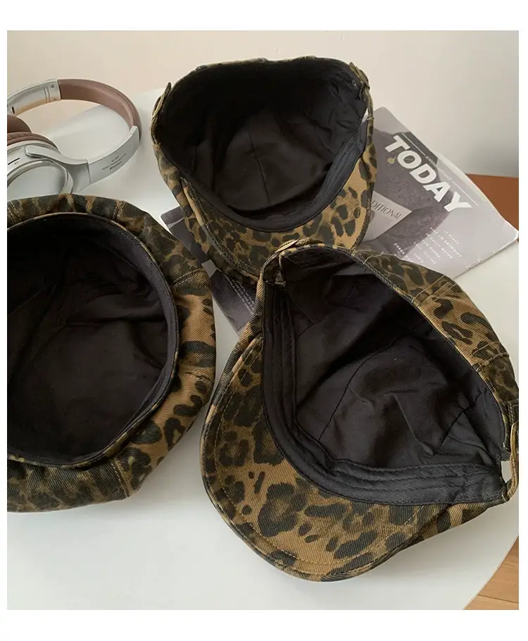 Leopard Print Forward Cap for Women Spring Autumn Large Head Circumference — feature 10
