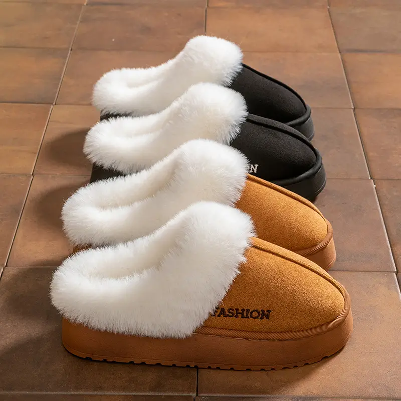 Women Cotton Fleece Slippers Winter Warm Indoor - Image 5