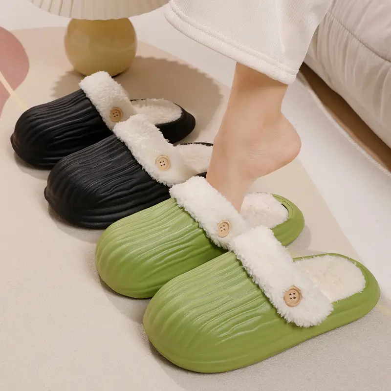 Removable Waterproof Cotton Slippers for Women in Autumn and Winter Home Non-Slip Warm Slippers for Couples to Wear Outside Bitter Melon Slippers for Men - Image 6