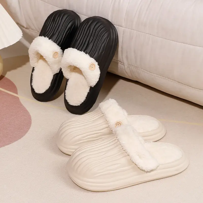 Removable Waterproof Cotton Slippers for Women in Autumn and Winter Home Non-Slip Warm Slippers for Couples to Wear Outside Bitter Melon Slippers for Men - Image 7
