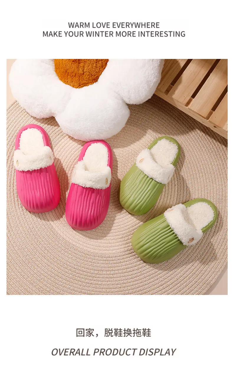Removable Waterproof Cotton Slippers for Women in Autumn and Winter Home Non-Slip Warm Slippers for Couples to Wear Outside Bitter Melon Slippers for Men — feature 14