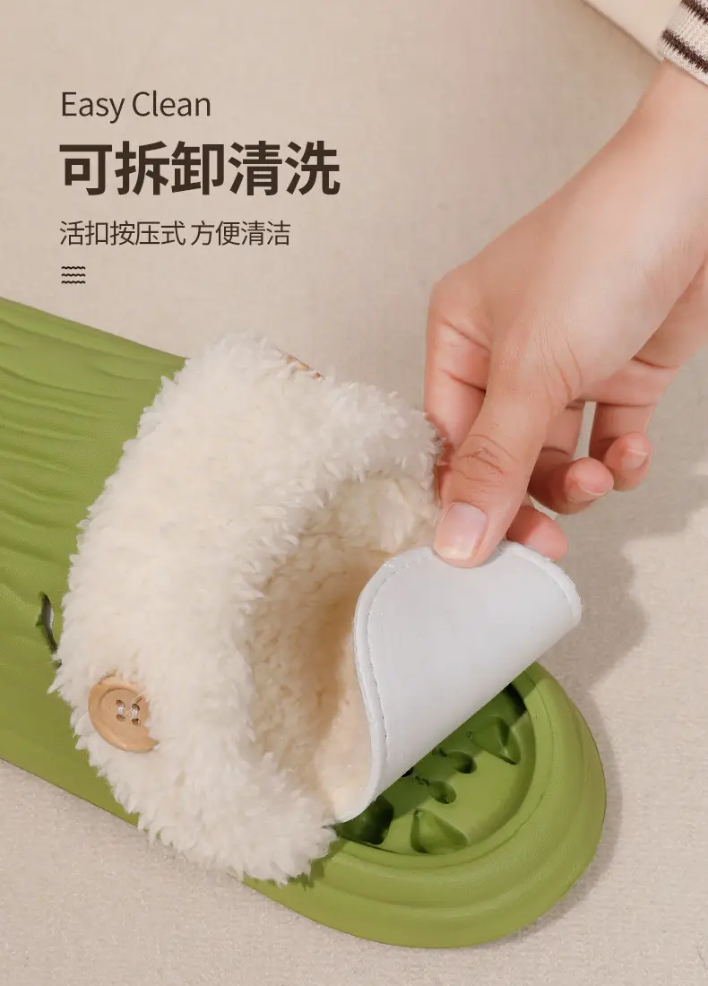 Removable Waterproof Cotton Slippers for Women in Autumn and Winter Home Non-Slip Warm Slippers for Couples to Wear Outside Bitter Melon Slippers for Men — feature 7