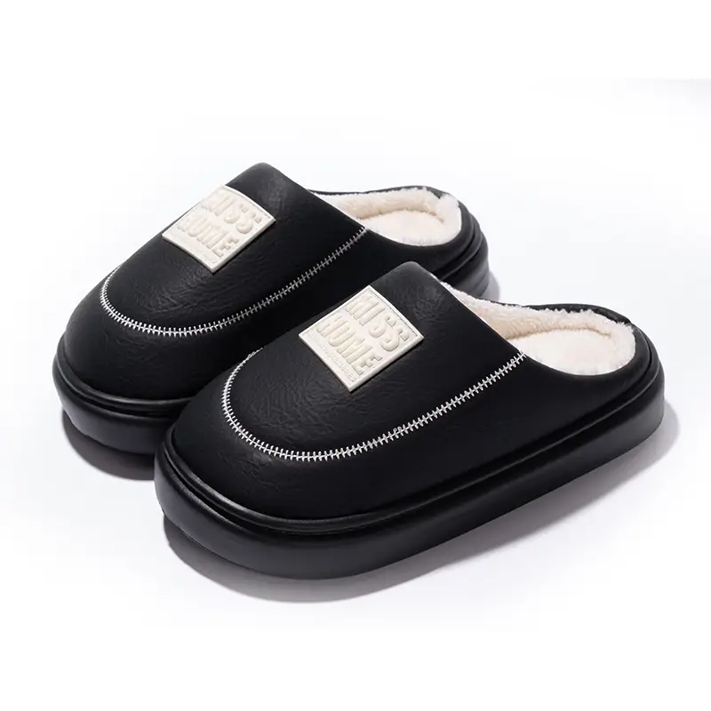 Cotton Slippers for Women Winter New Warm Casual Non-Slip Cross-Border Couple Thick Plush Comfortable Winter Slippers - Image 2