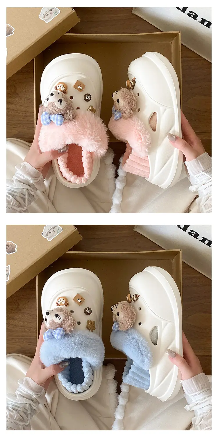 Cute Bear Design Winter Women's Soft Slippers — feature 14