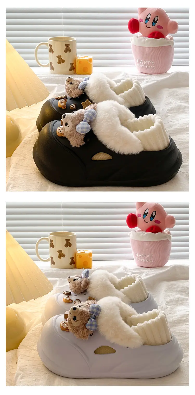 Cute Bear Design Winter Women's Soft Slippers — feature 16