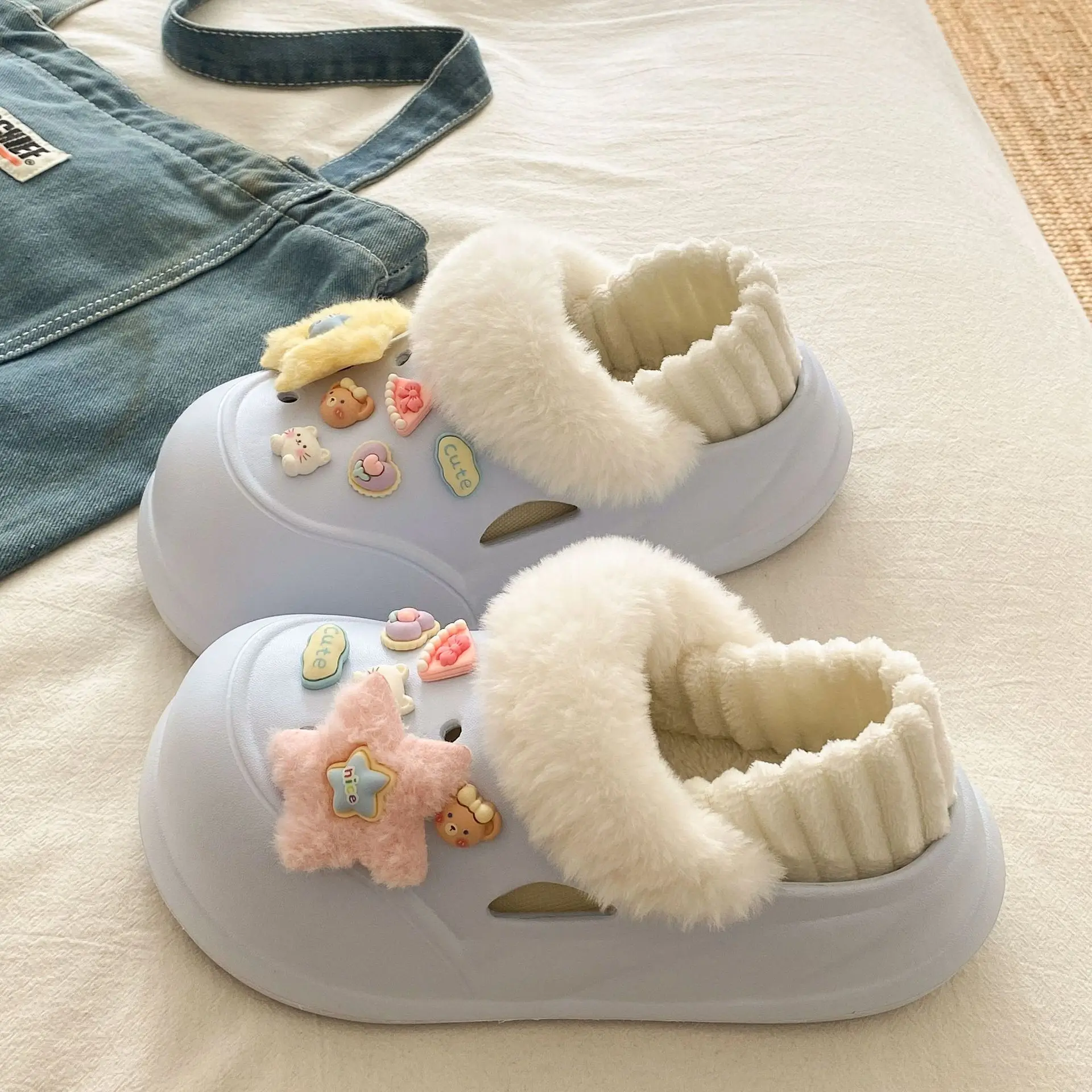 Funny Bear Slippers Winter Warm Non-Slip White