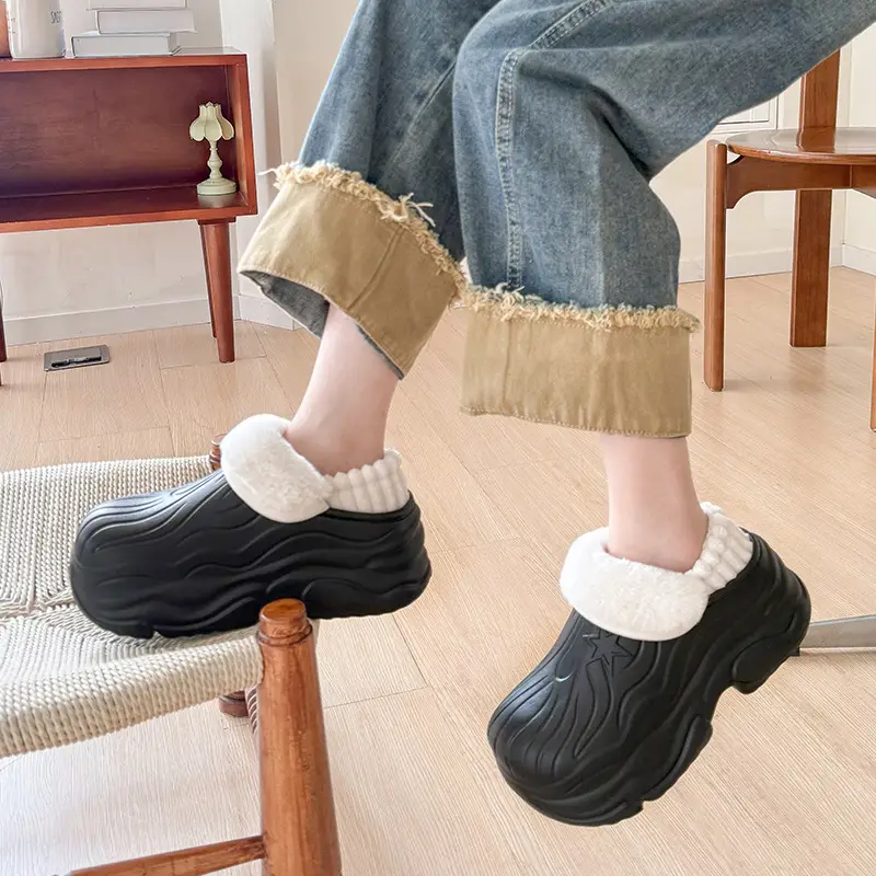 Winter Ultra-Thick Waterproof Closed-Back Cotton Shoes for Women, Outdoor Wear, Height-Increasing, Non-Slip, Fleece-Lined, Thickened, Fashionable Versatile Snow Cotton Shoes - Image 4