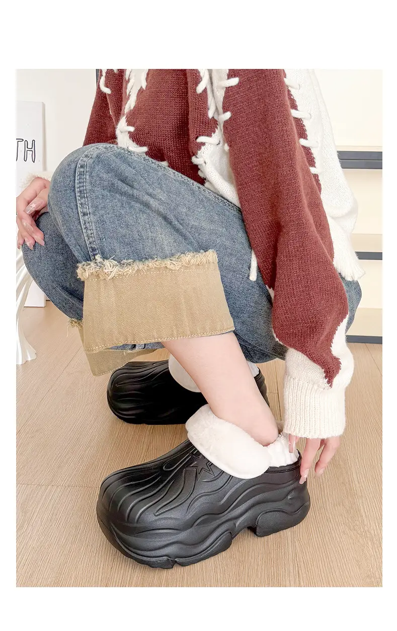 Winter Ultra-Thick Waterproof Closed-Back Cotton Shoes for Women, Outdoor Wear, Height-Increasing, Non-Slip, Fleece-Lined, Thickened, Fashionable Versatile Snow Cotton Shoes — feature 11