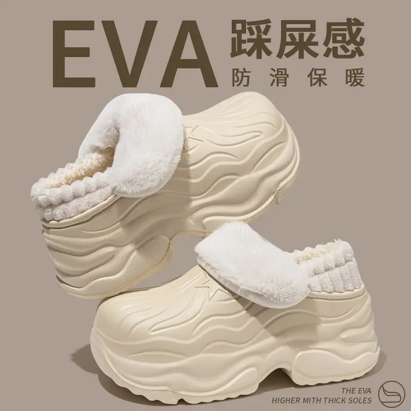 Winter Ultra-Thick Waterproof Closed-Back Cotton Shoes for Women, Outdoor Wear, Height-Increasing, Non-Slip, Fleece-Lined, Thickened, Fashionable Versatile Snow Cotton Shoes - Image 2