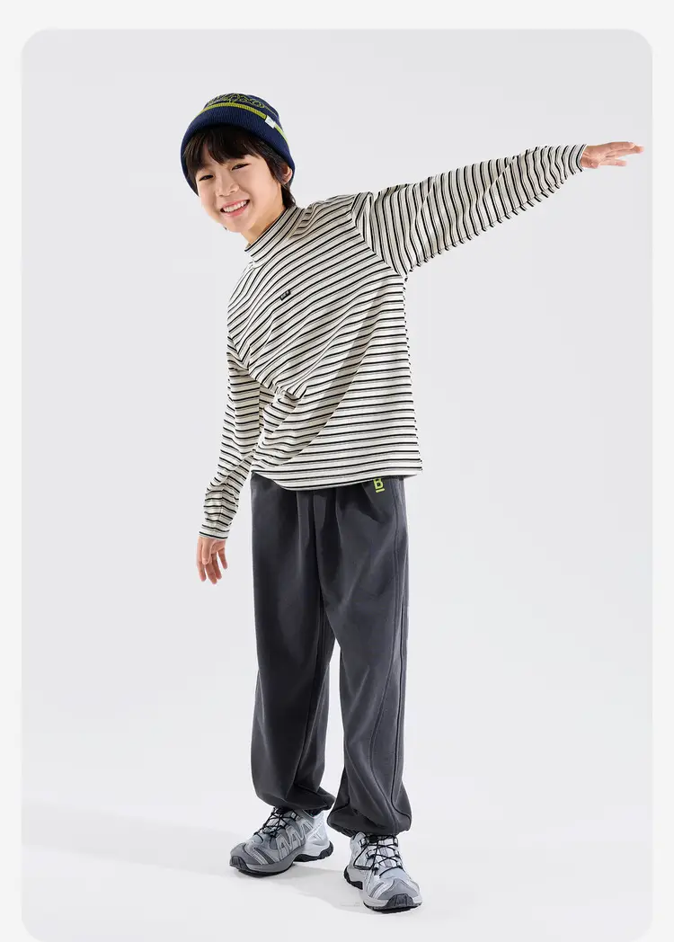 Boys Striped Half-Turtleneck T-Shirt Spring Clothing — feature 28