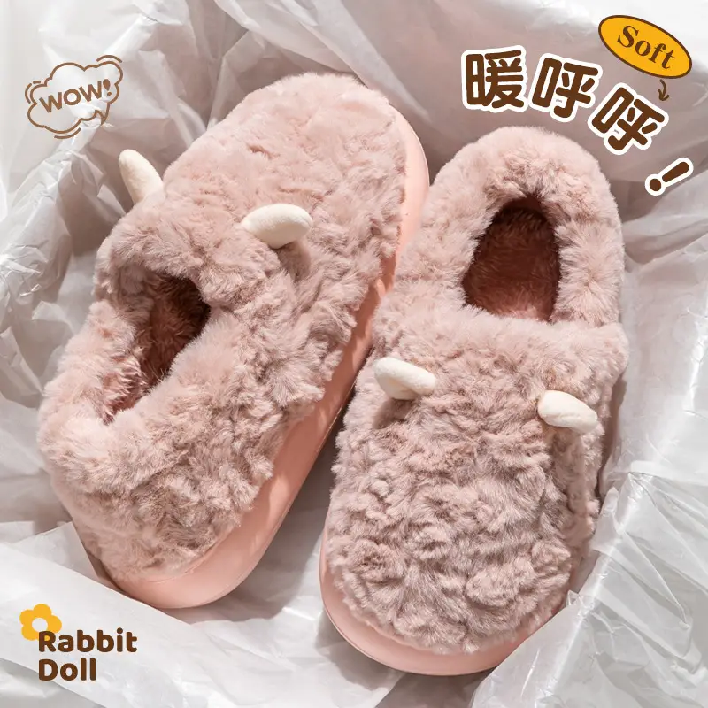 Women's Chao Warm Furry Heel Slippers Winter - Image 14