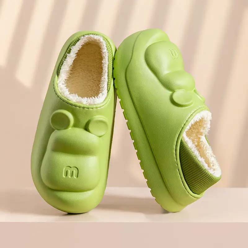 Women's Green Fleece Lined Home Slippers Winter Warm Indoor Outdoor - Image 2