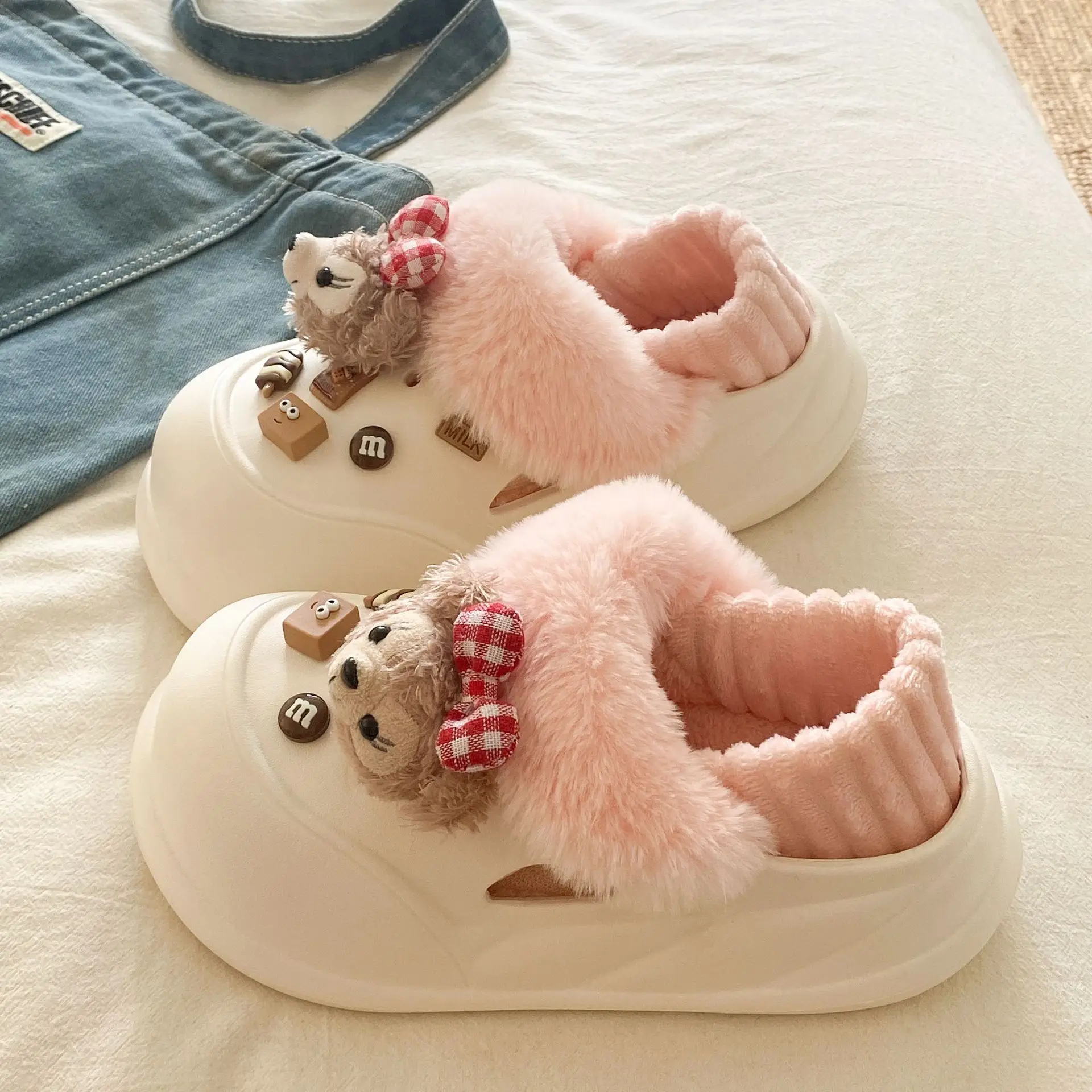 Furry Bear Slippers Women Warm Winter Slippers - Image 37