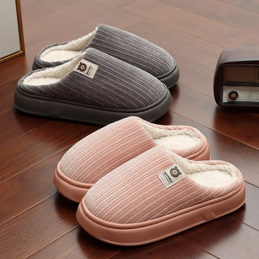 Large Size Cotton Slippers for Women, Autumn and Winter Home Indoor Plush Warm Couple Slippers, Soft Sole Non-Slip Cotton Slippers for Men, Wholesale - Image 6