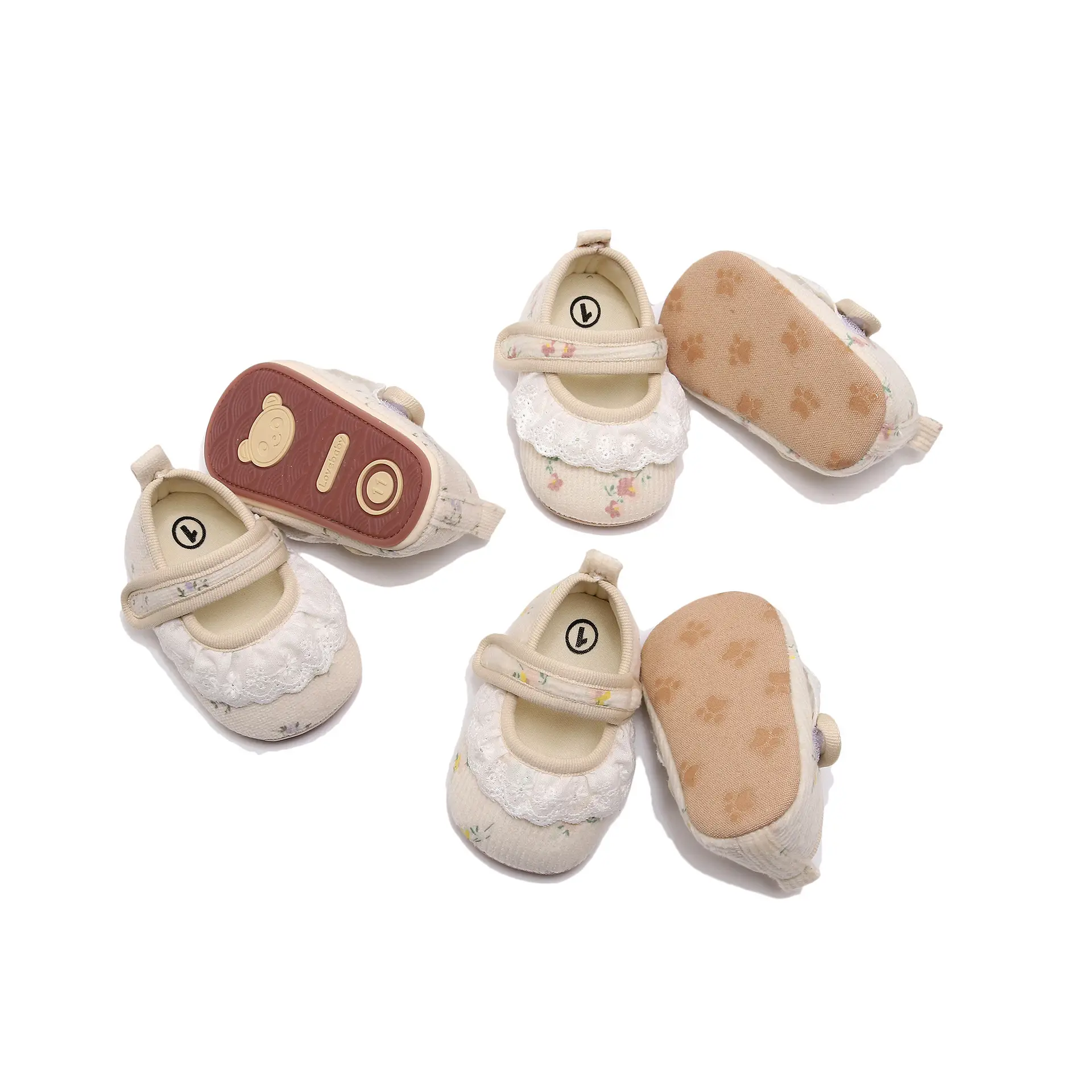 Soft-Soled Lace Baby Shoes for Girls 0-3-6M