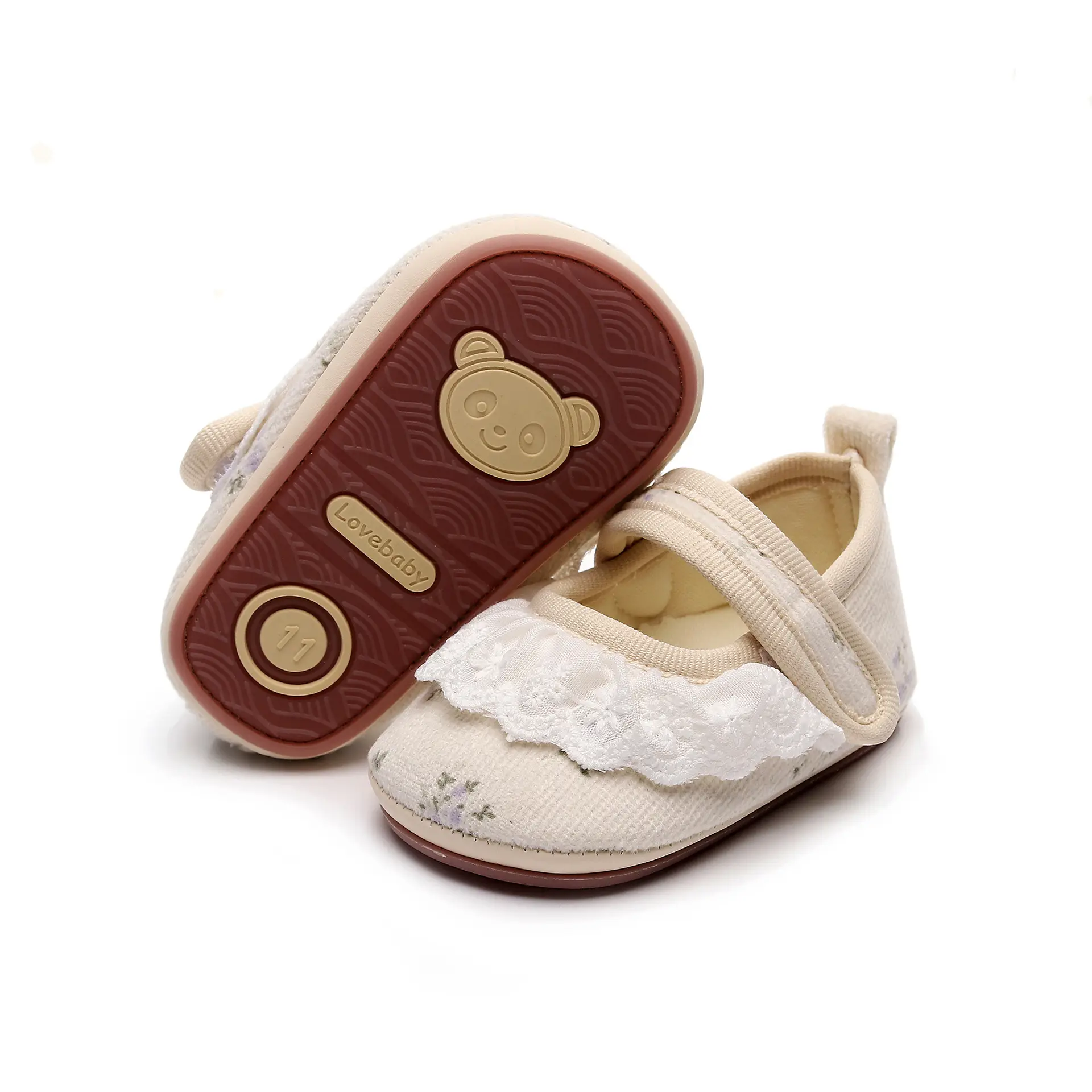 Soft-Soled Lace Baby Shoes for Girls 0-3-6M