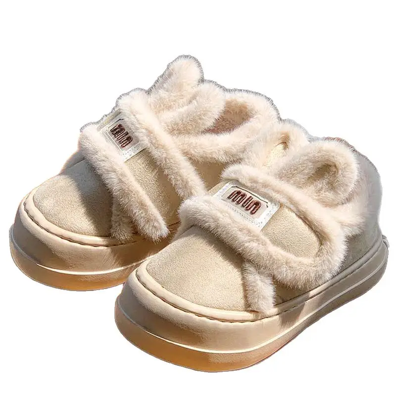 2025 Winter New Plush Rabbit Ear Velcro Women's Shoes with Outer Wear Home Casual Slippers Cotton Slippers - Image 8