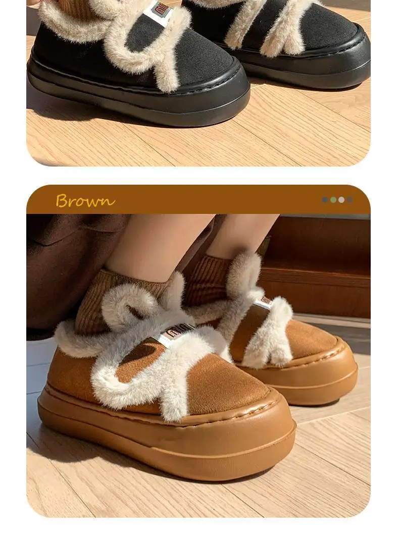 2025 Winter New Plush Rabbit Ear Velcro Women's Shoes with Outer Wear Home Casual Slippers Cotton Slippers — feature 13