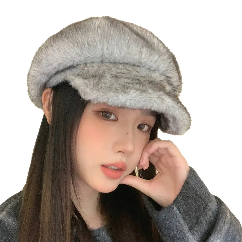 Winter Plush Duckbill Cap for Women Warm Beret
