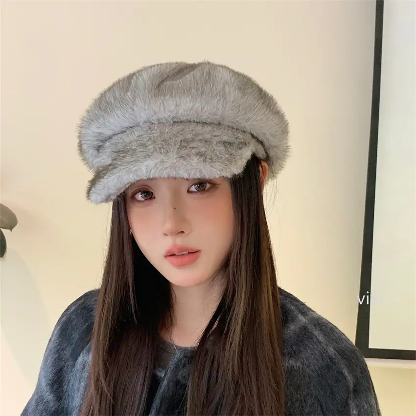 Winter Plush Duckbill Cap for Women Warm Beret