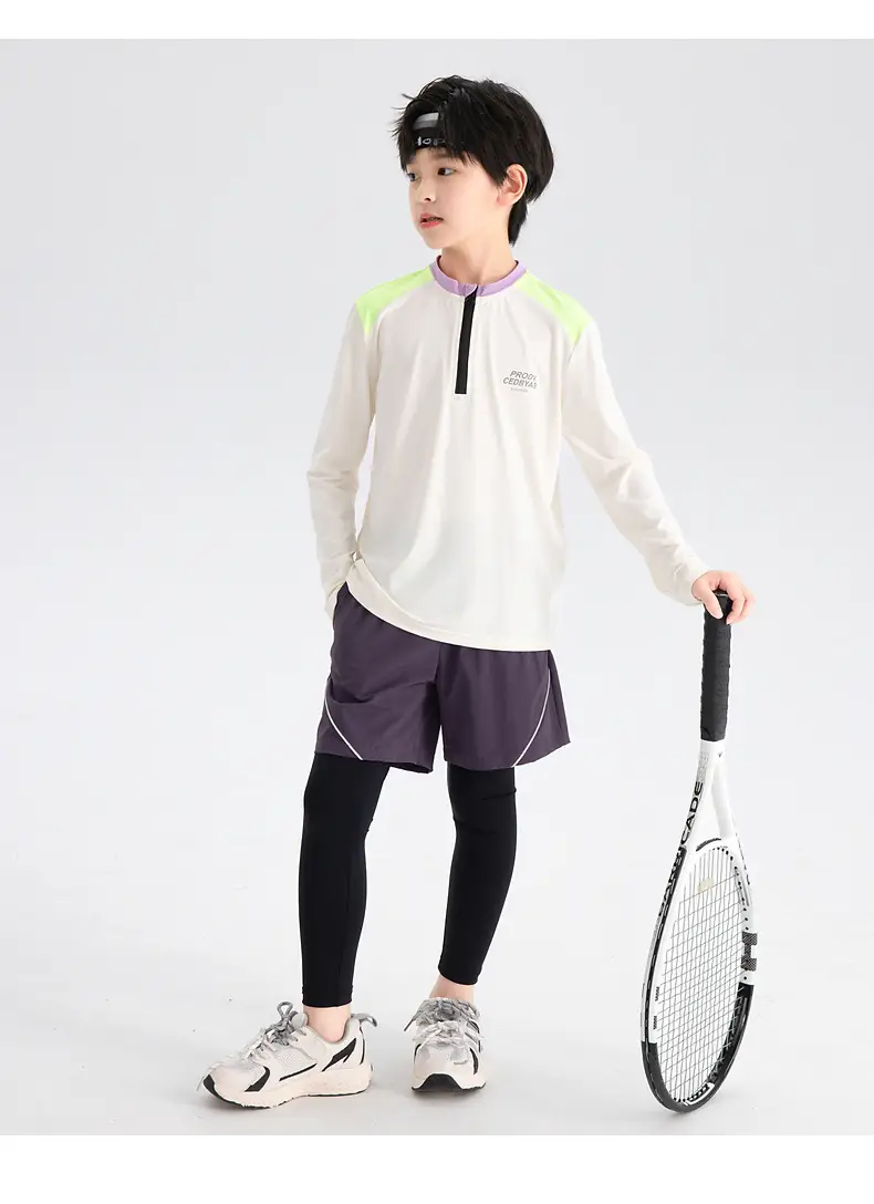 Boys Tennis Shirt Sleeveless Grey White 2026 — feature 15