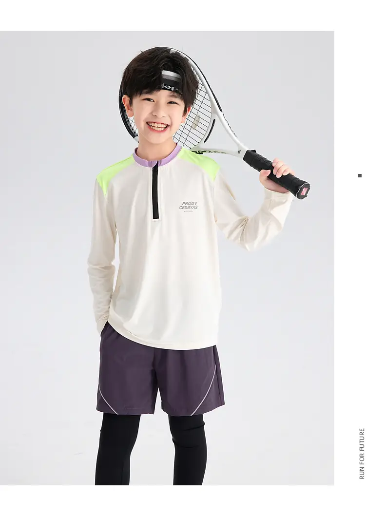Boys Tennis Shirt Sleeveless Grey White 2026 — feature 16