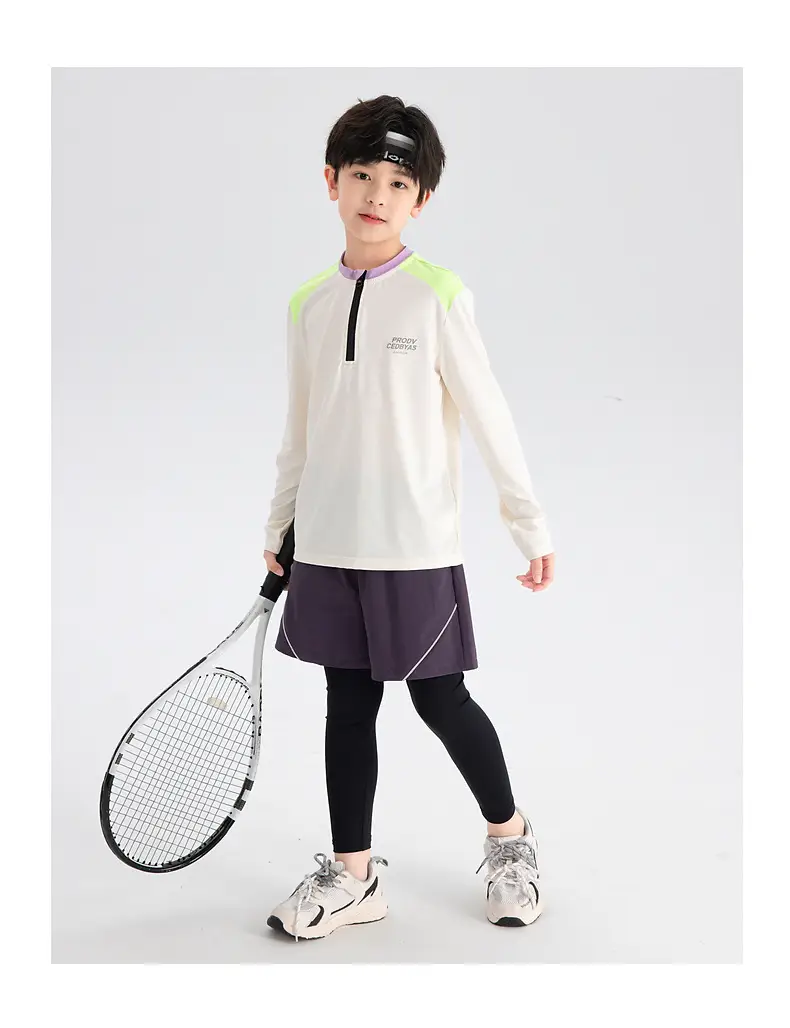 Boys Tennis Shirt Sleeveless Grey White 2026 — feature 18