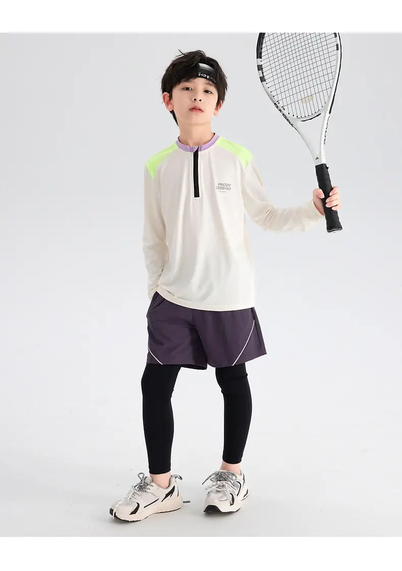 Boys Tennis Shirt Sleeveless Grey White 2026 — feature 19