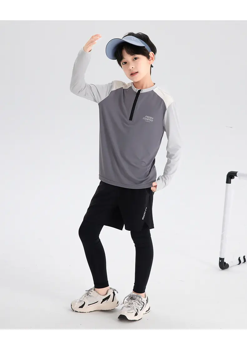 Boys Tennis Shirt Sleeveless Grey White 2026 — feature 21