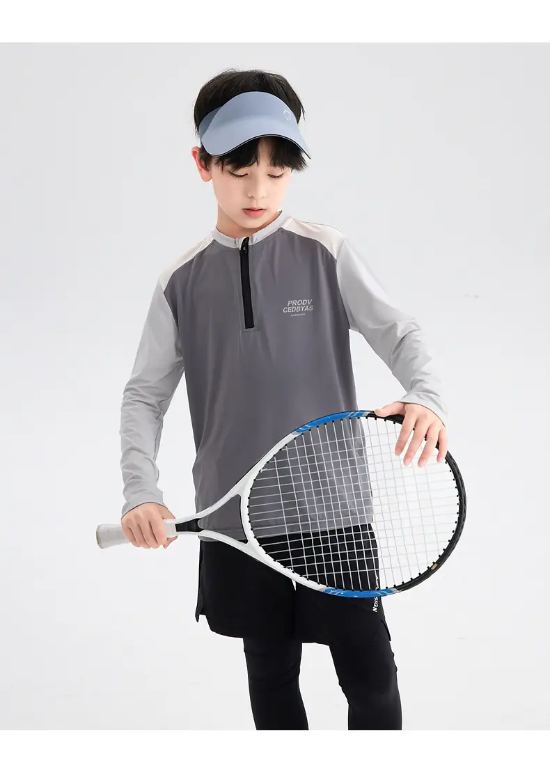 Boys Tennis Shirt Sleeveless Grey White 2026 — feature 23