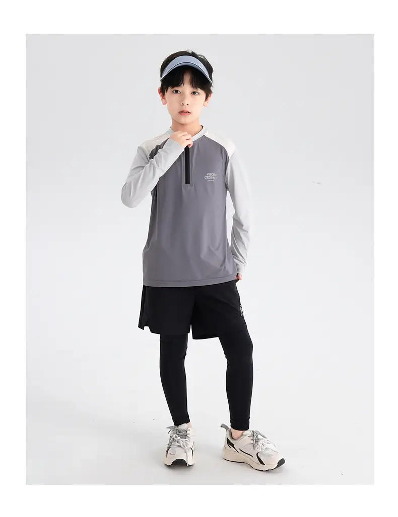 Boys Tennis Shirt Sleeveless Grey White 2026 — feature 24